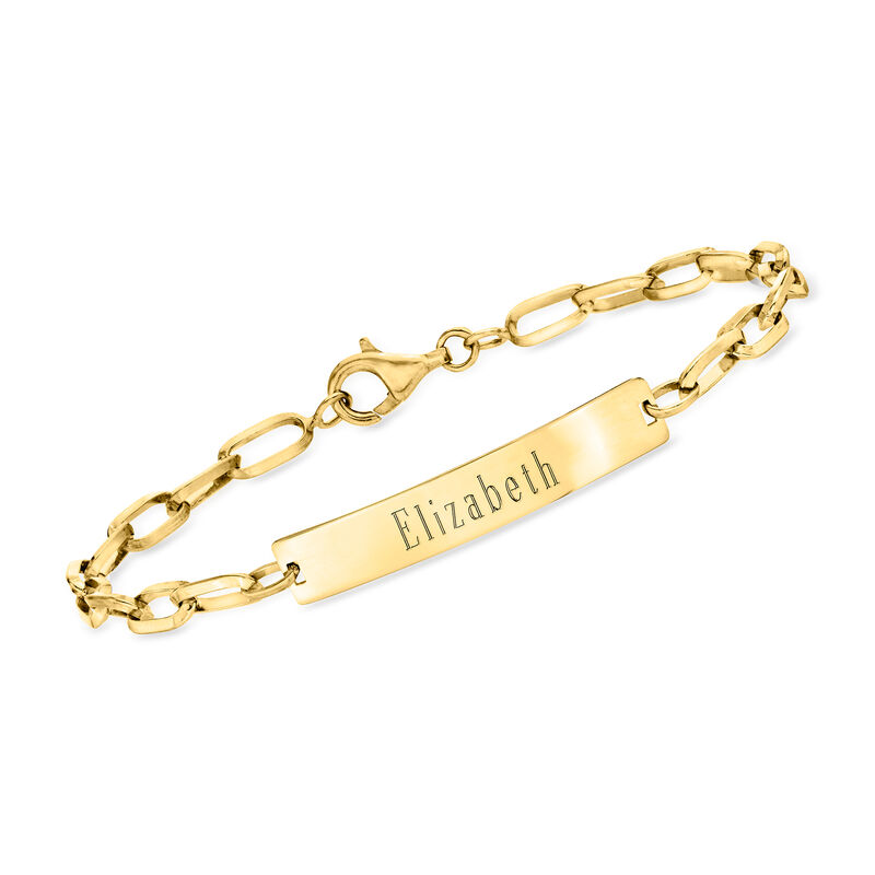 14kt Yellow Gold Paper Clip Link Personalized ID Bracelet image number 0