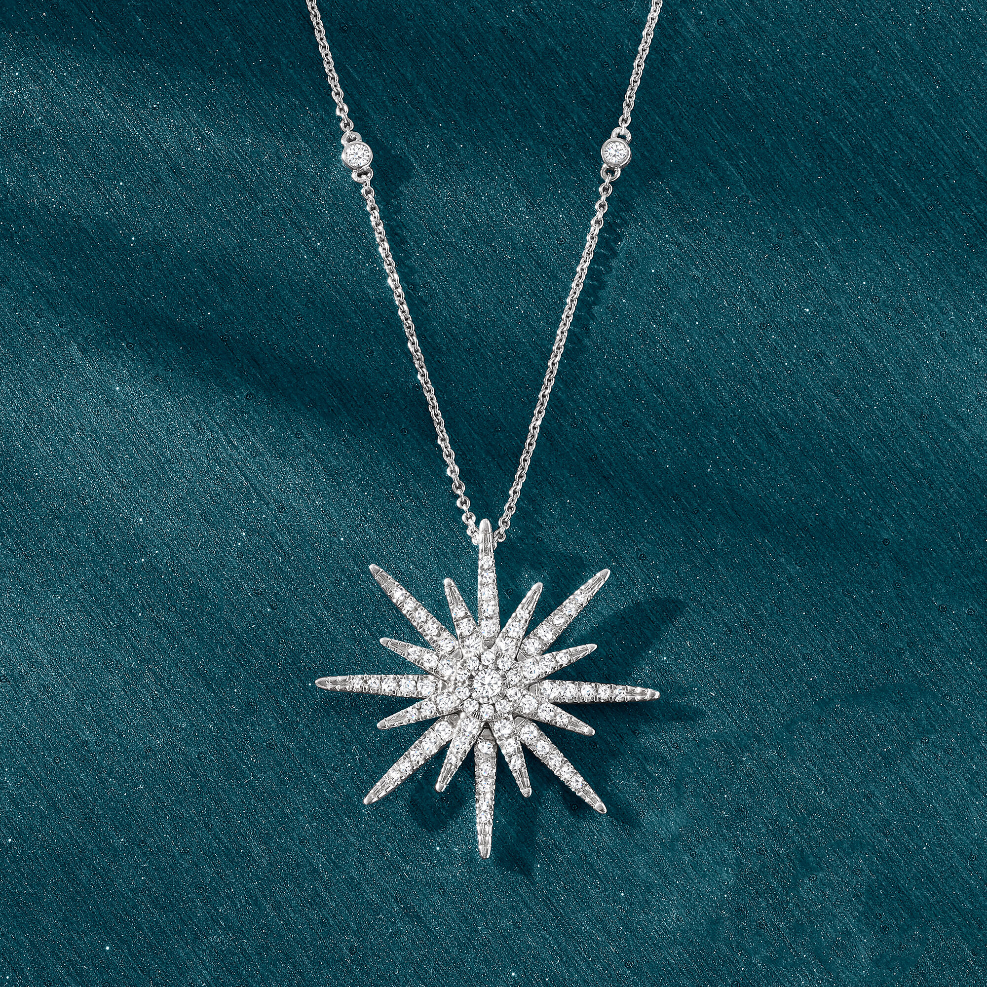 75 ct. t.w. Diamond Starburst Necklace in Sterling Silver
