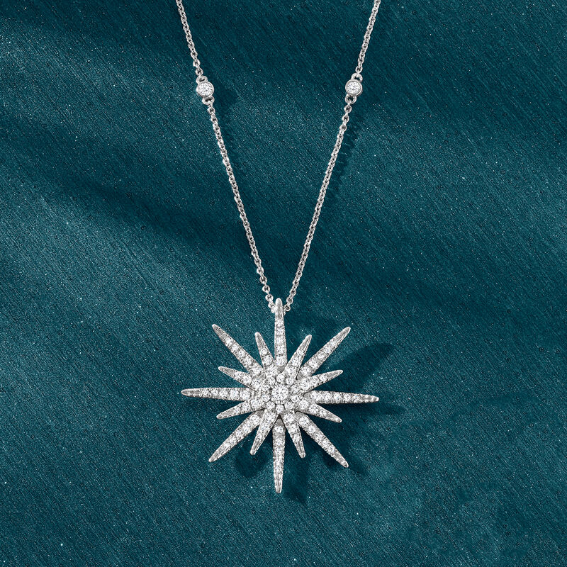 .75 ct. t.w. Diamond Starburst Necklace in Sterling Silver image number 2