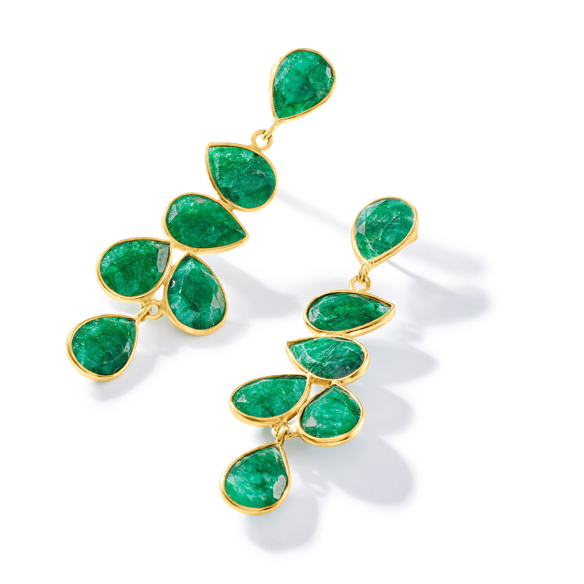 【全品送料無料】 ct. 22.68 t.w. Sterling Over Gold 18kt in Earrings Drop Emerald DTM・DAW