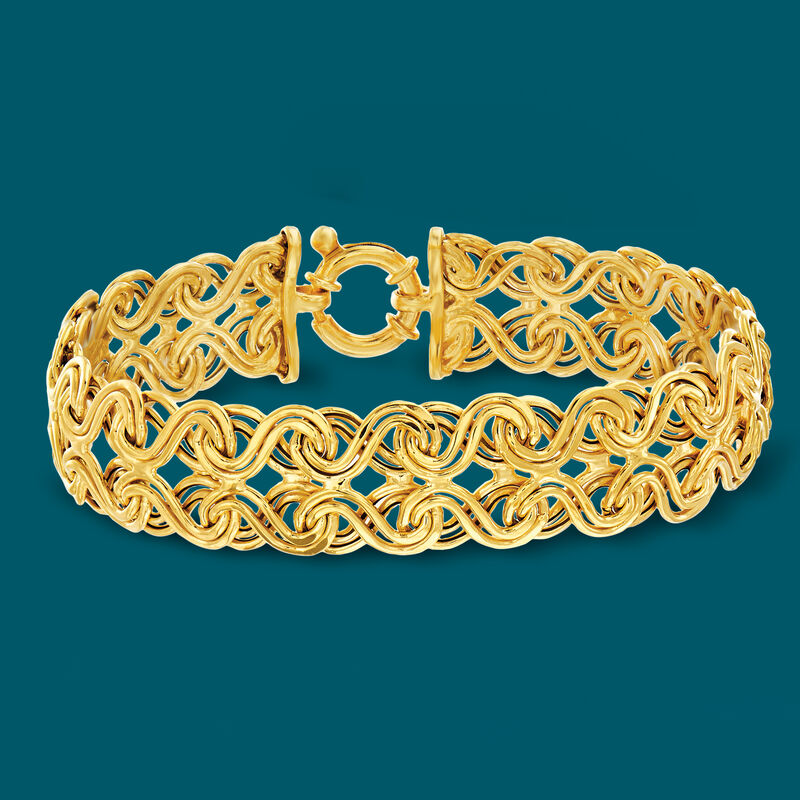 Italian 14kt Yellow Gold Interlocking Infinity-Link Bracelet image number 2