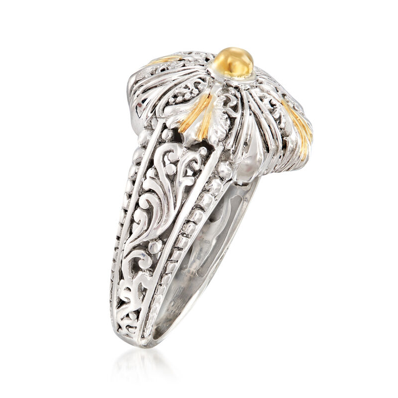 Sterling Silver with 18kt Yellow Gold Filigree Ring image number 2