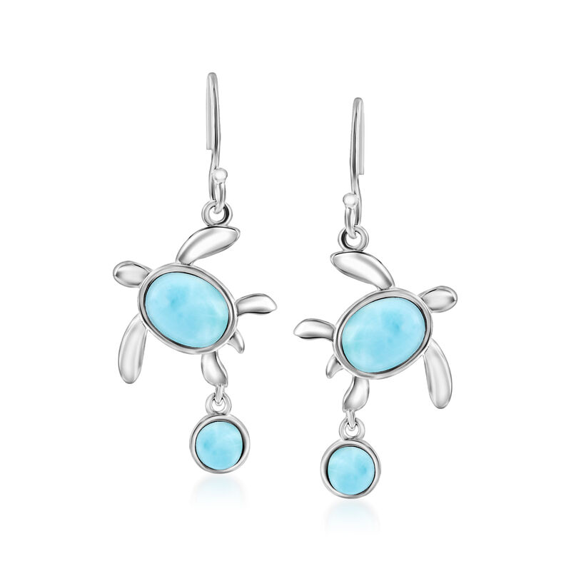 Larimar Turtle Drop Earrings in Sterling Silver image number 0