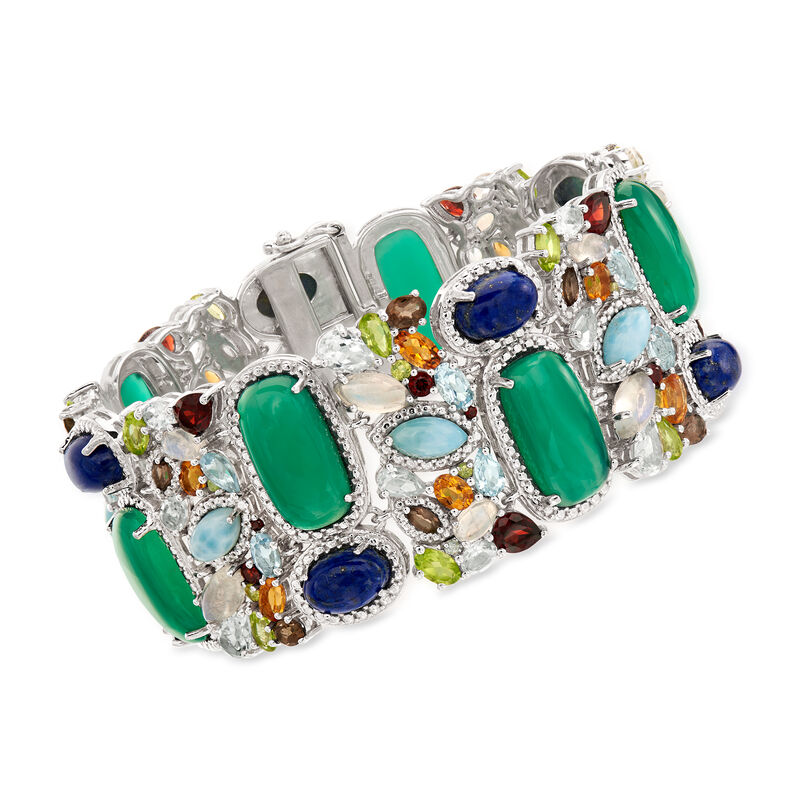 90.00 ct. t.w. Multi-Gemstone Bracelet in Sterling Silver image number 0