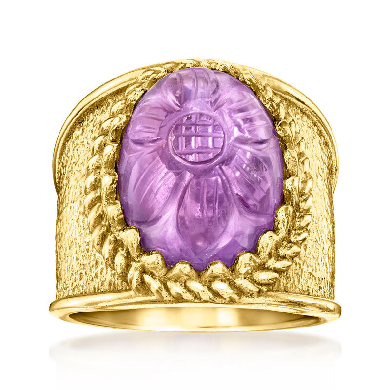 8.25 Carat Amethyst Flower Ring in 18kt Gold Over Sterling image number 0