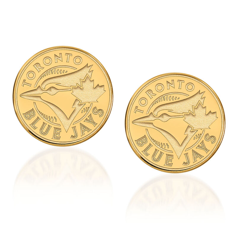 14kt Yellow Gold MLB Toronto Blue Jays Small Stud Earrings image number 1