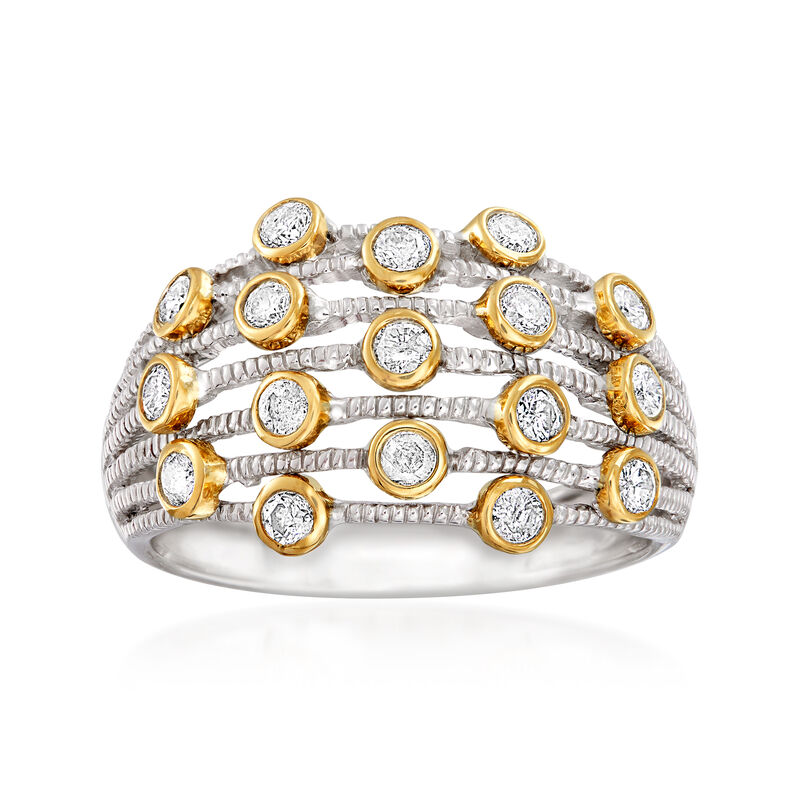 .50 ct. t.w. Diamond Bezel-Set Station Multi-Row Ring in Sterling Silver and 14kt Yellow Gold image number 0