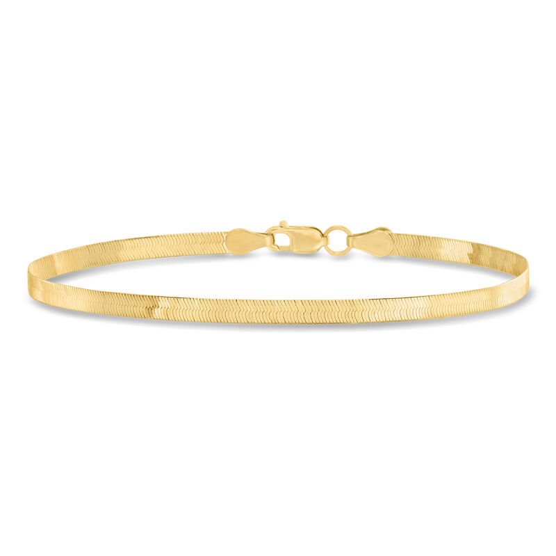 Italian 3mm 10kt Yellow Gold Herringbone Bracelet. 7" image number 0