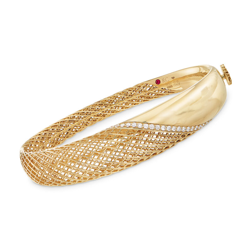 Roberto Coin .37 ct. t.w. Diamond Rounded Bangle Bracelet in 18kt Yellow Gold image number 0