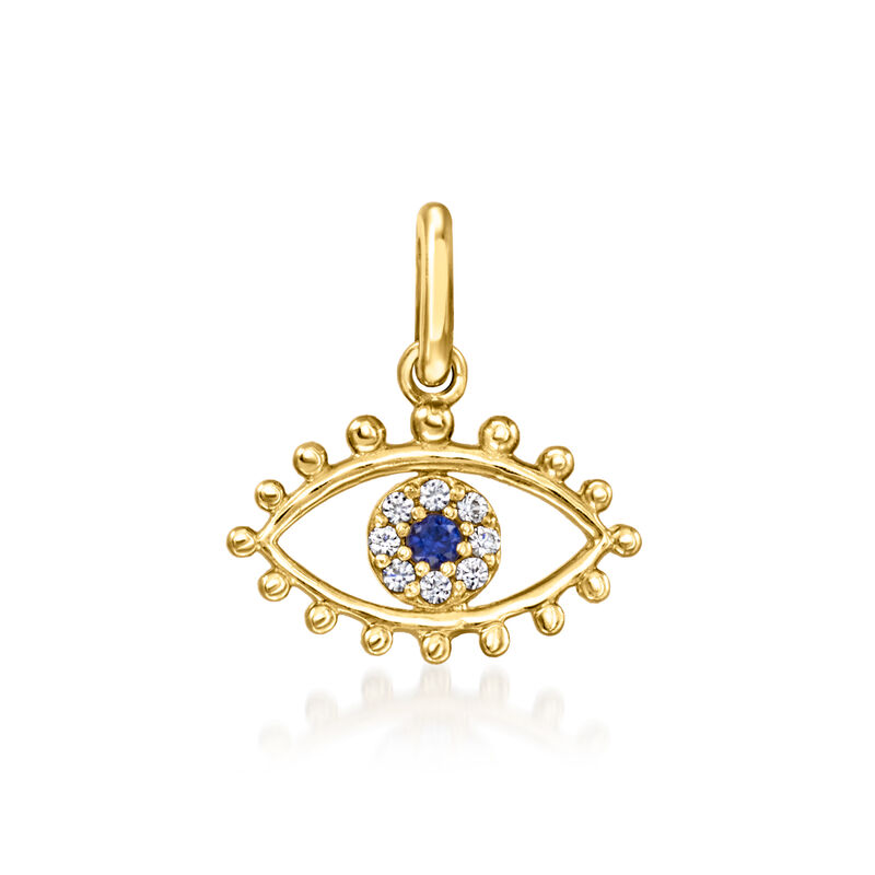 Sapphire Evil Eye Charm with Lab-Grown Diamonds in 14kt Yellow Gold image number 1