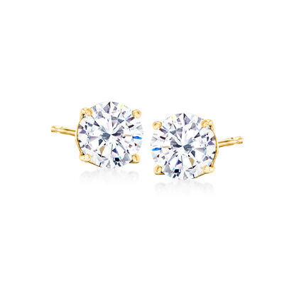 2.00 ct. t.w. CZ Stud Earrings in 14kt Yellow Gold