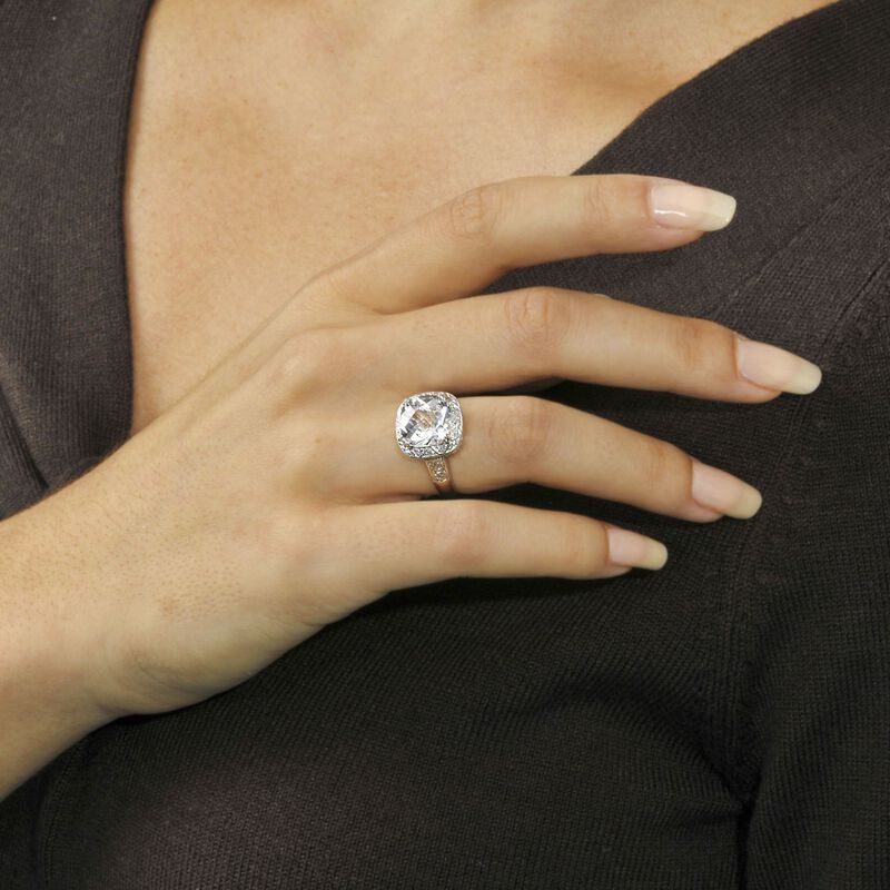 5.00 Carat White Topaz and .10 ct. t.w. Diamond Ring in 14kt White Gold image number 3