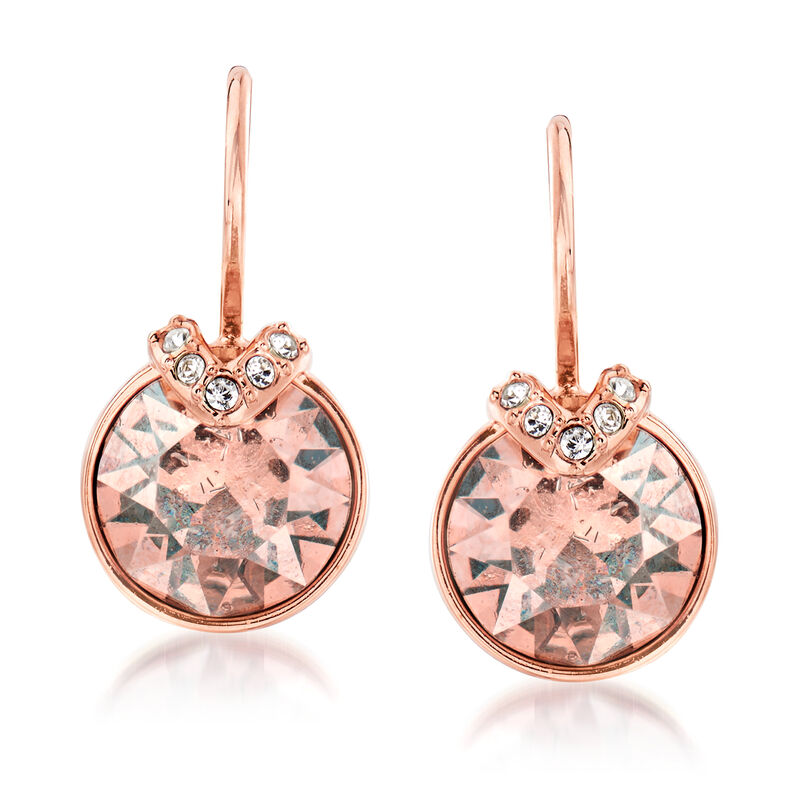 Swarovski Crystal &quot;Bella&quot; Rose Crystal V-Shaped Drop Earrings in Rose Gold Plate  image number 0