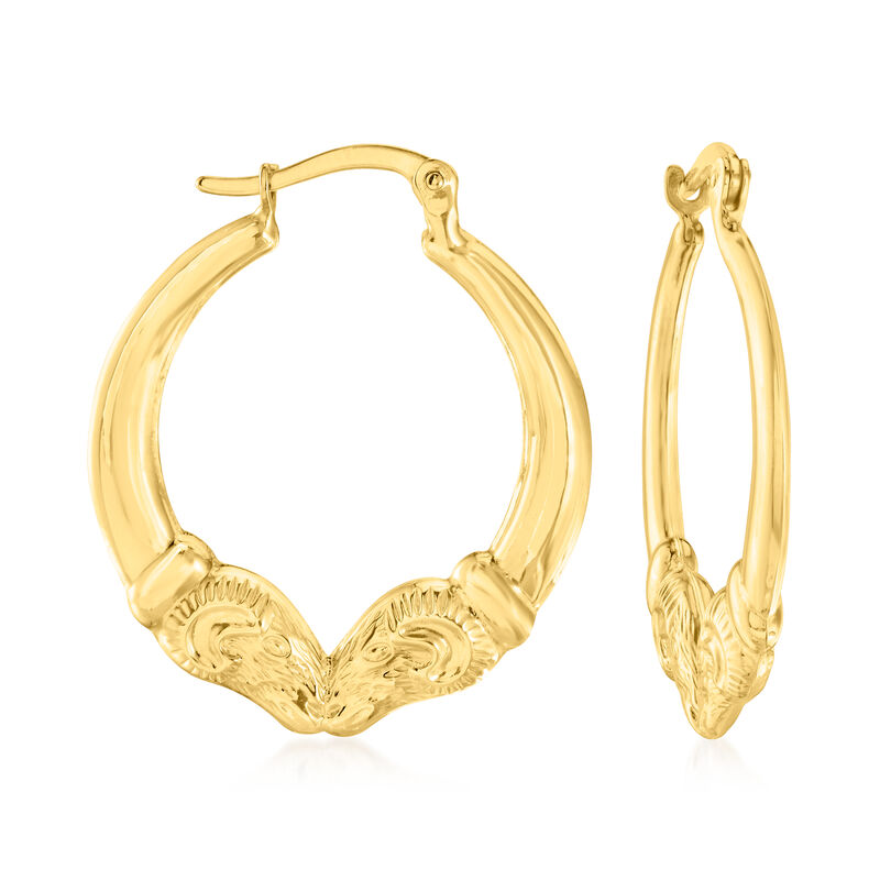 14kt Yellow Gold Ram Hoop Earrings image number 0