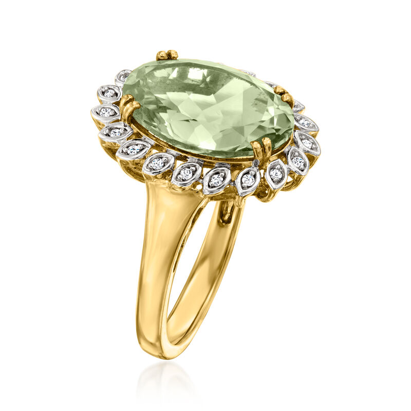 4.80 Carat Prasiolite Ring with Diamonds in 18kt Gold Over Sterling image number 2