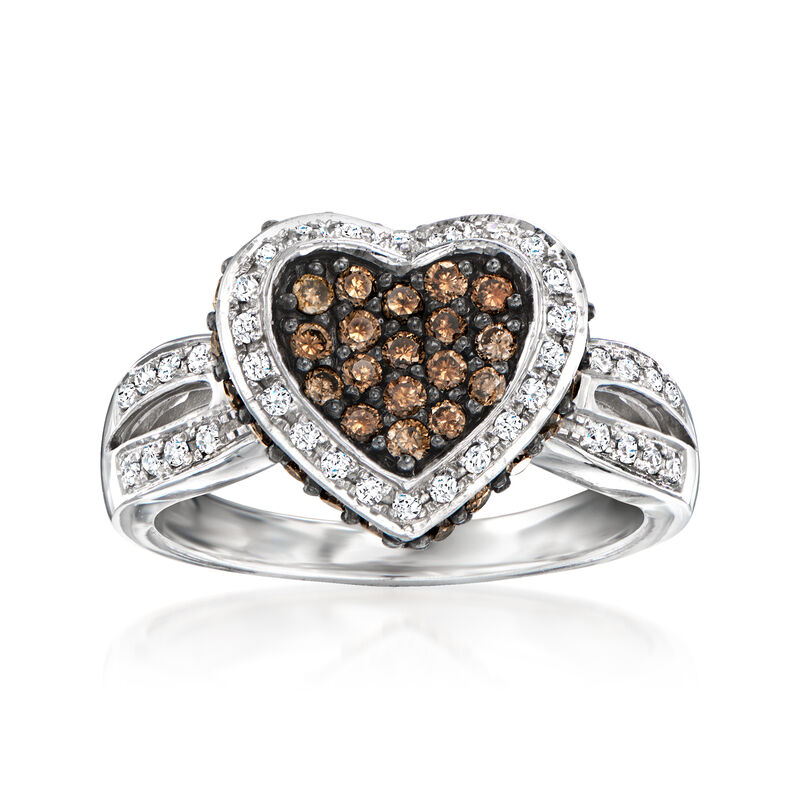 Le Vian .54 ct. t.w. Chocolate Diamond Heart Ring with .18 ct. t.w. Vanilla Diamonds in 14kt Vanilla Gold. Size 7 image number 0