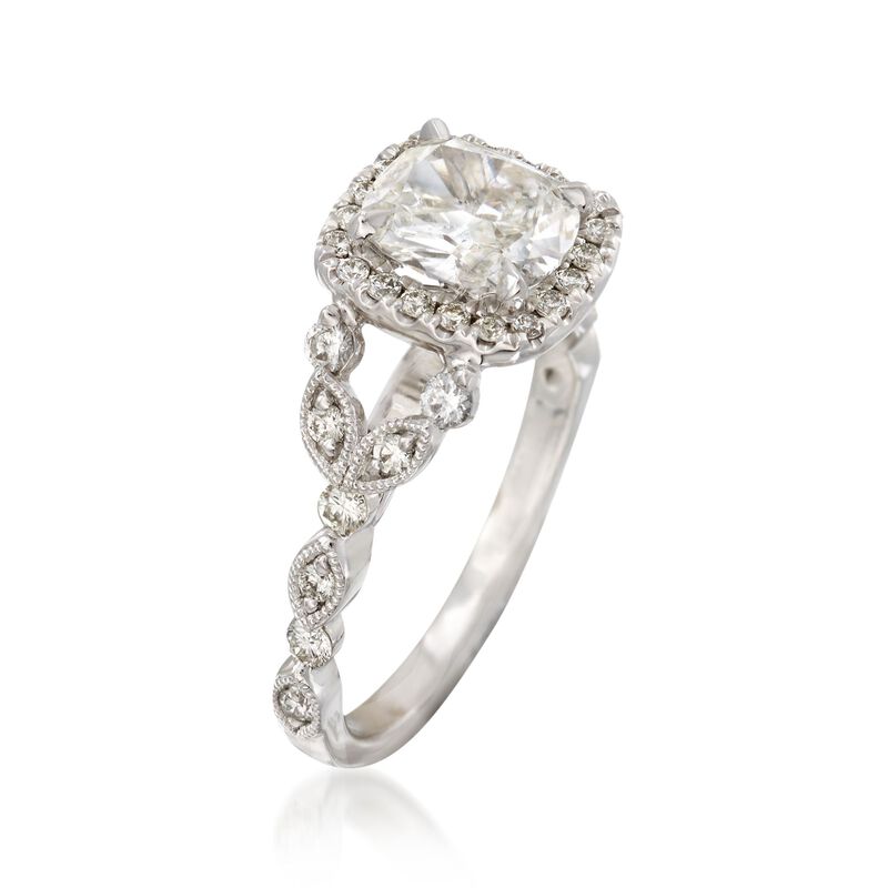 Henri Daussi 1.52 ct. t.w. Certified Diamond Engagement Ring in 18kt White Gold image number 2