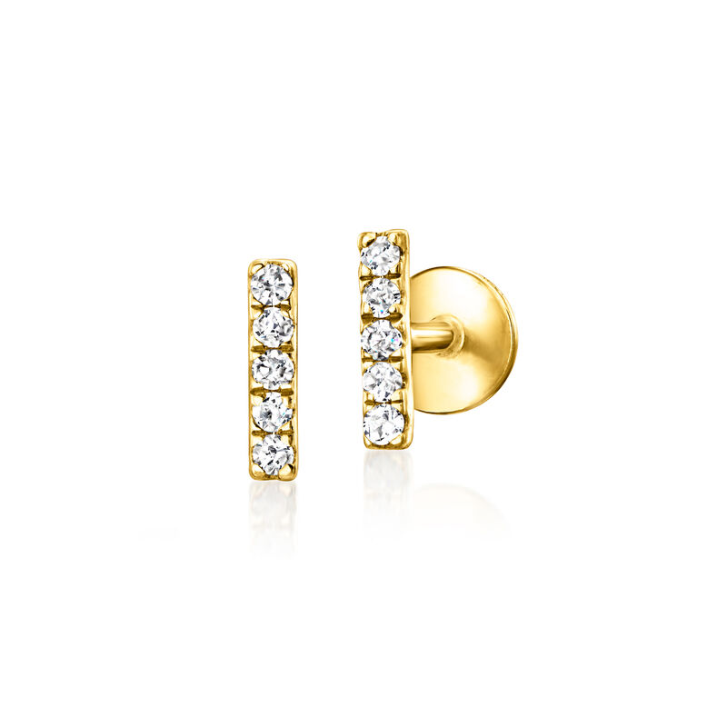 Diamond Bar Flat-Back Stud Earrings in 14kt Yellow Gold image number 0