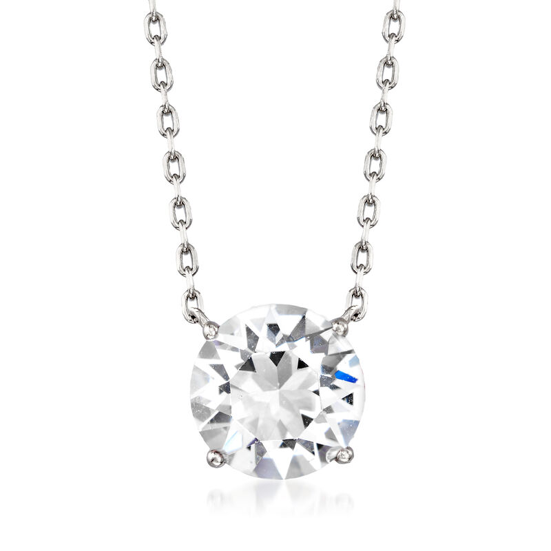 Jewelry Set: White Swarovski Crystal  Necklace and Earrings in Sterling Silver. 16&quot; image number 3