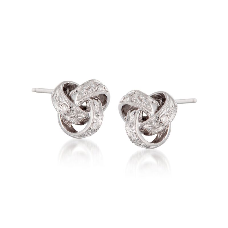 Diamond Love Knot Earrings in 14kt White Gold  image number 0