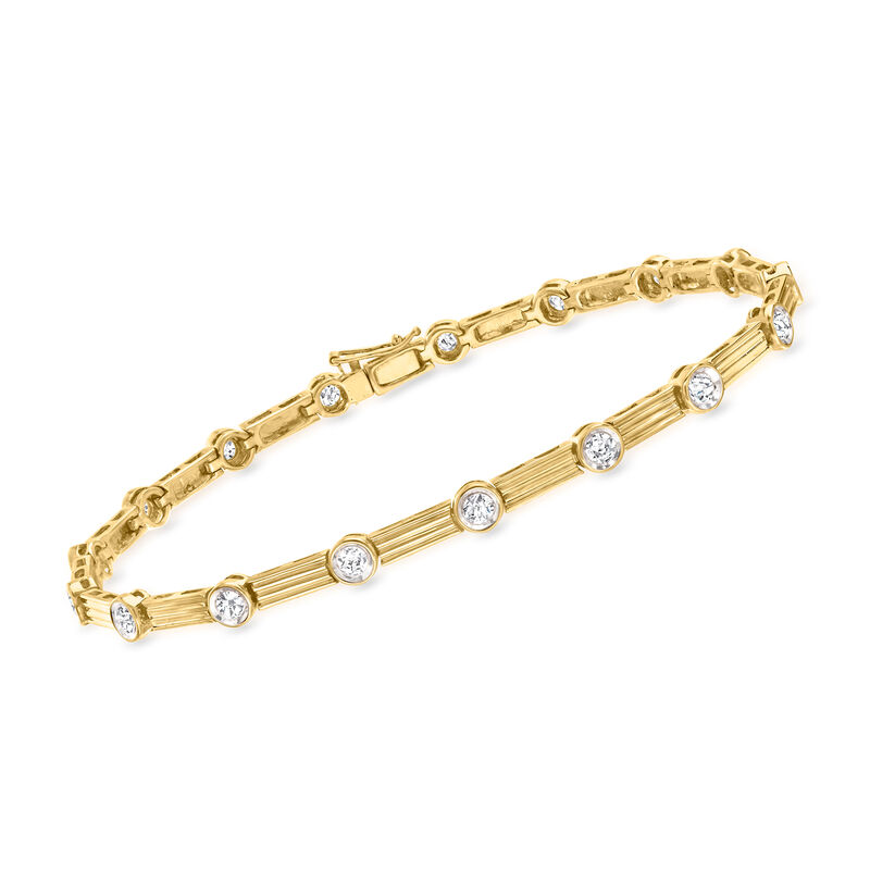 1.00 ct. t.w. Bezel-Set Diamond Linear Station Bracelet in 14kt Yellow Gold image number 0