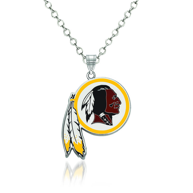 Sterling Silver NFL Washington Redskins Enamel Pendant Necklace. 18&quot; image number 0