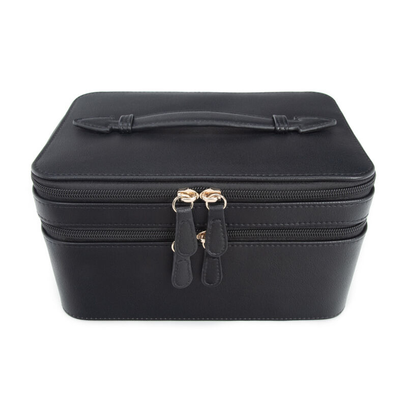 Brouk & Co. "Abby" Black Faux Leather Travel Jewelry and Cosmetics Case image number 2