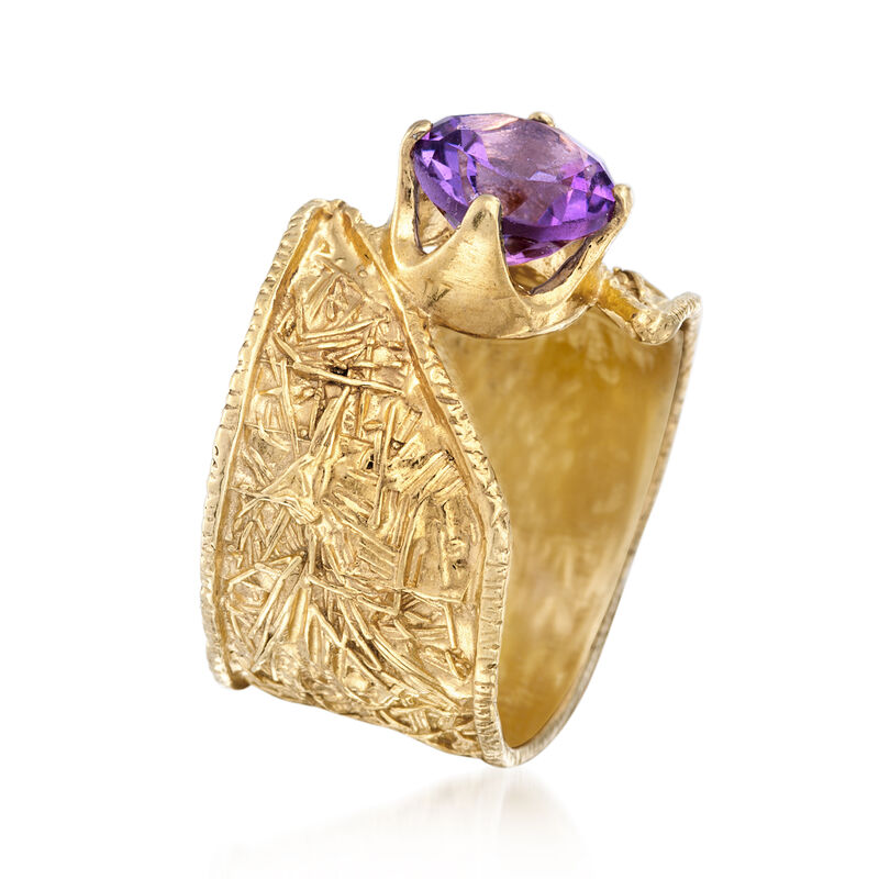 1.50 Carat Amethyst Bypass Ring in 18kt Gold Over Sterling image number 2