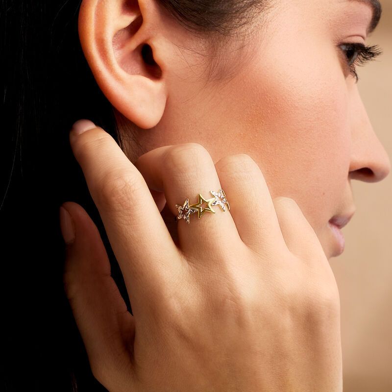 14kt Two-Tone Gold Star Ring. Size 7 image number 3