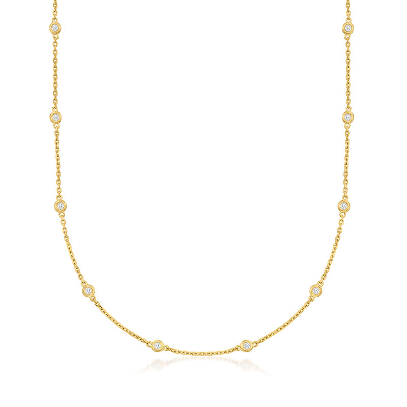 .50 ct. t.w. Bezel-Set Diamond Station Necklace in 18kt Gold Over Sterling image number 0