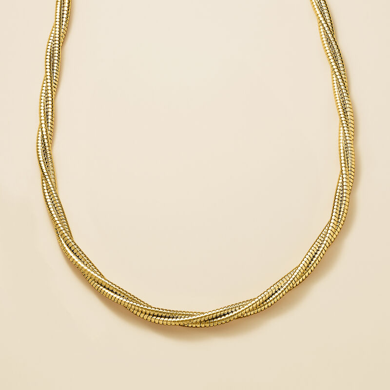 Italian 14kt Yellow Gold-Plated Three-Strand Twisted Necklace image number 2