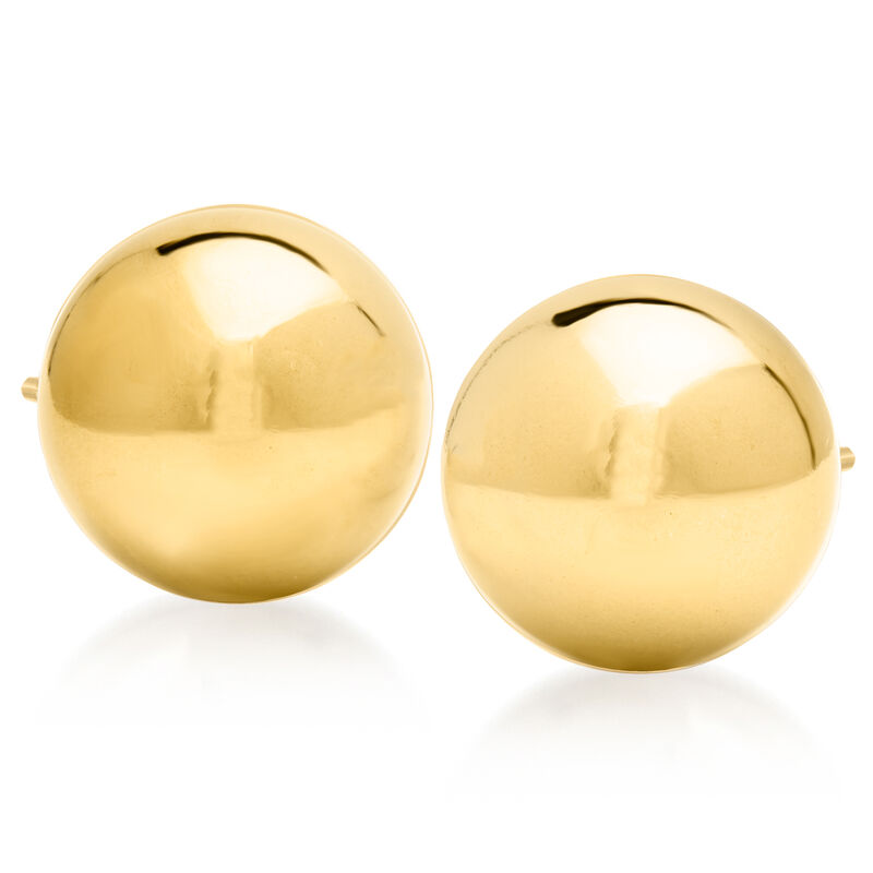 12mm 14kt Yellow Gold Dome Button Earrings image number 1