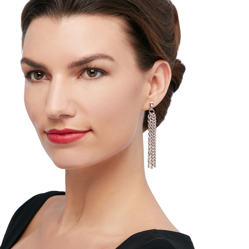 Italian Sterling Silver Curb-Link Drop Earrings image number 1