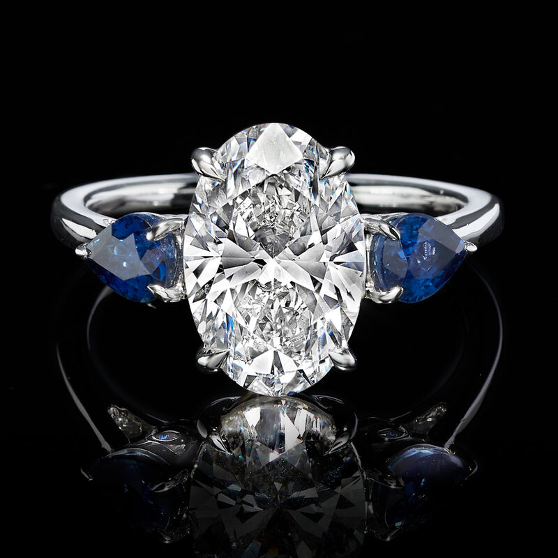 3.00 Carat Lab-Grown Diamond Ring with 1.00 ct. t.w. Sapphires in 14kt White Gold image number 3