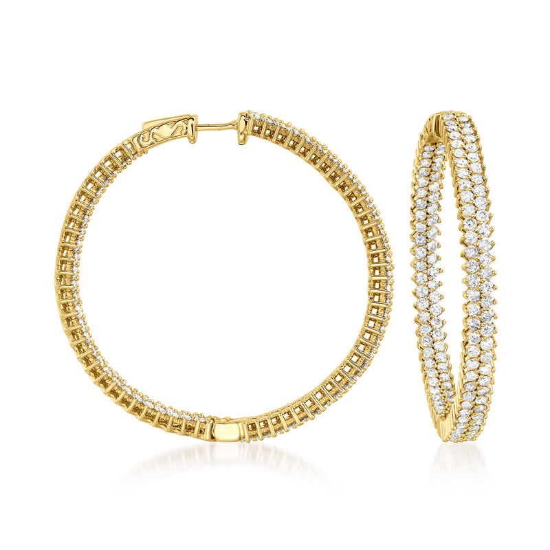 5.00 ct. t.w. Diamond Inside-Outside Hoop Earrings in 18kt Gold Over Sterling image number 0