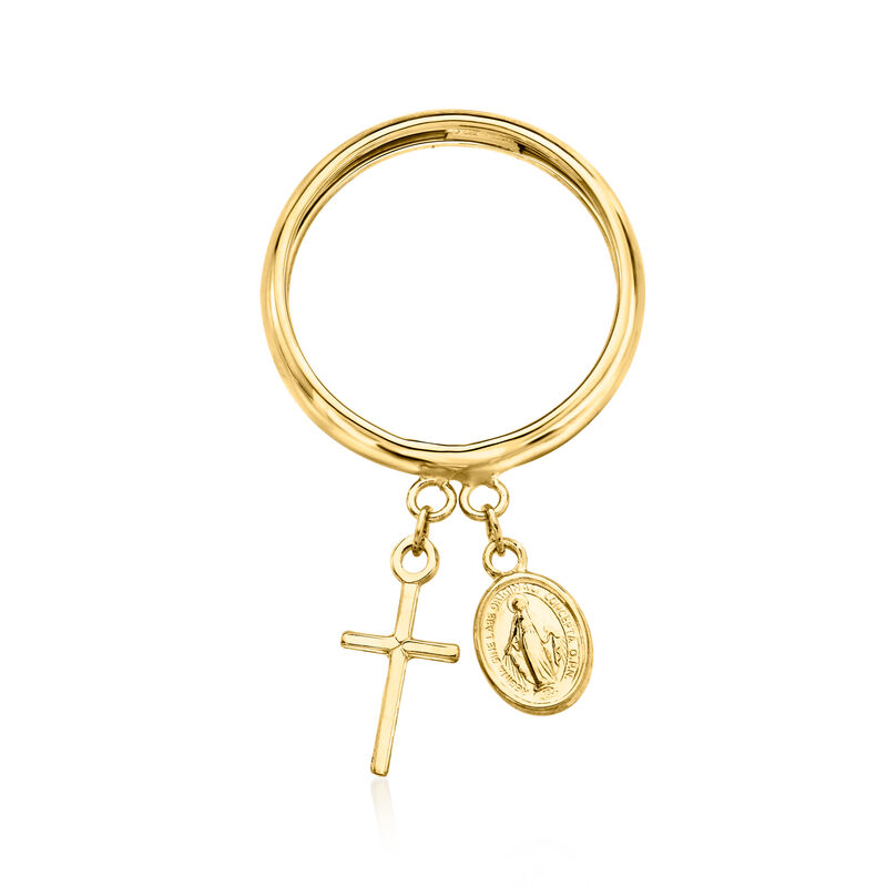 Italian 14kt Yellow Gold Religious Charm Ring image number 4