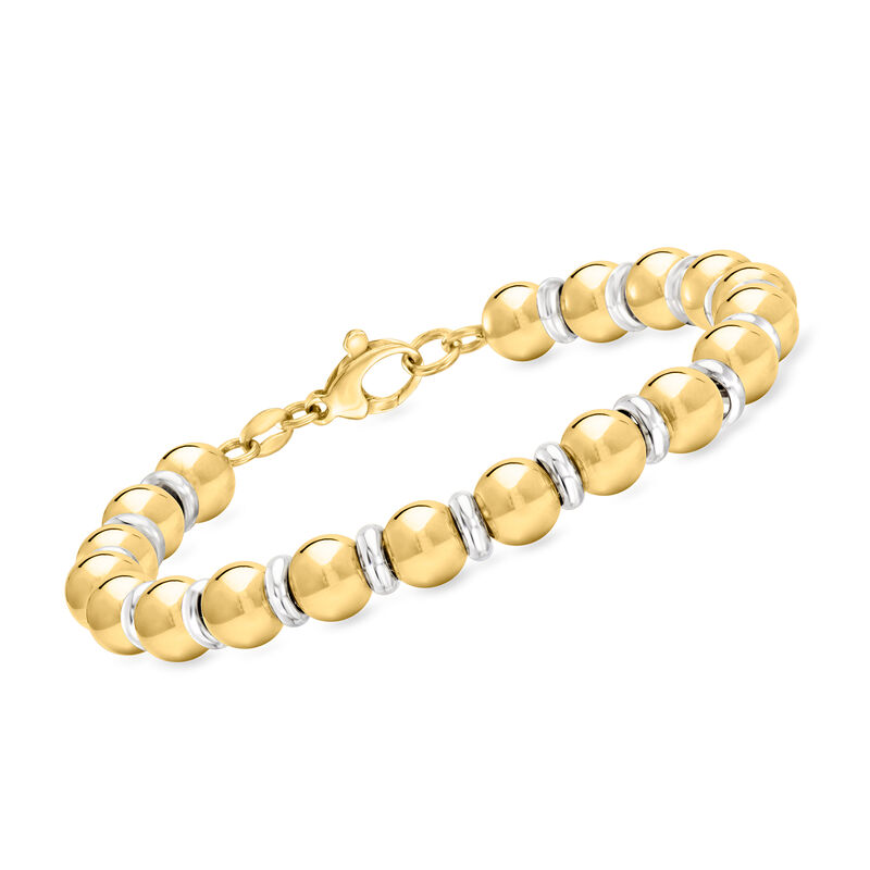 Italian 18kt Gold Over Sterling and Sterling Silver Bead Bracelet image number 0