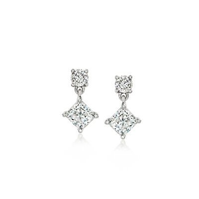 C. 2000 Vintage .85 ct. t.w. Diamond Drop Earrings in 14kt White Gold