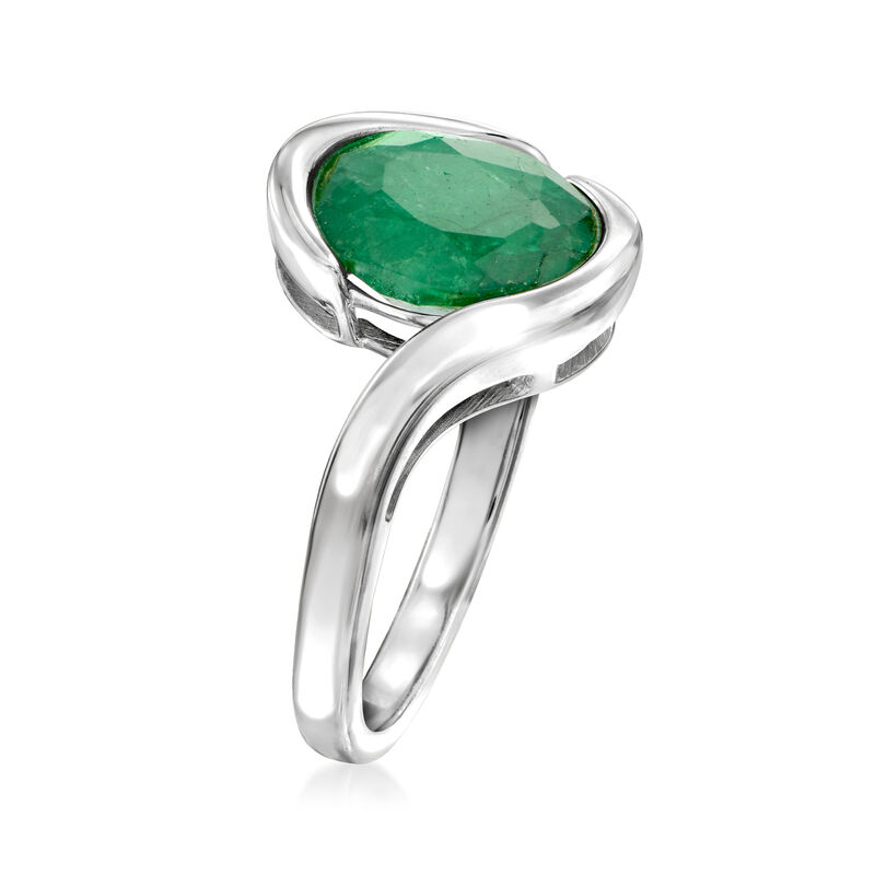 2.70 Carat Emerald Swirl Ring in Sterling Silver image number 2
