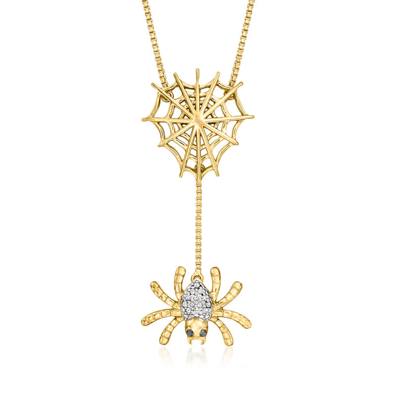 18kt Gold Over Sterling Spider Web Necklace with Diamonds image number 0