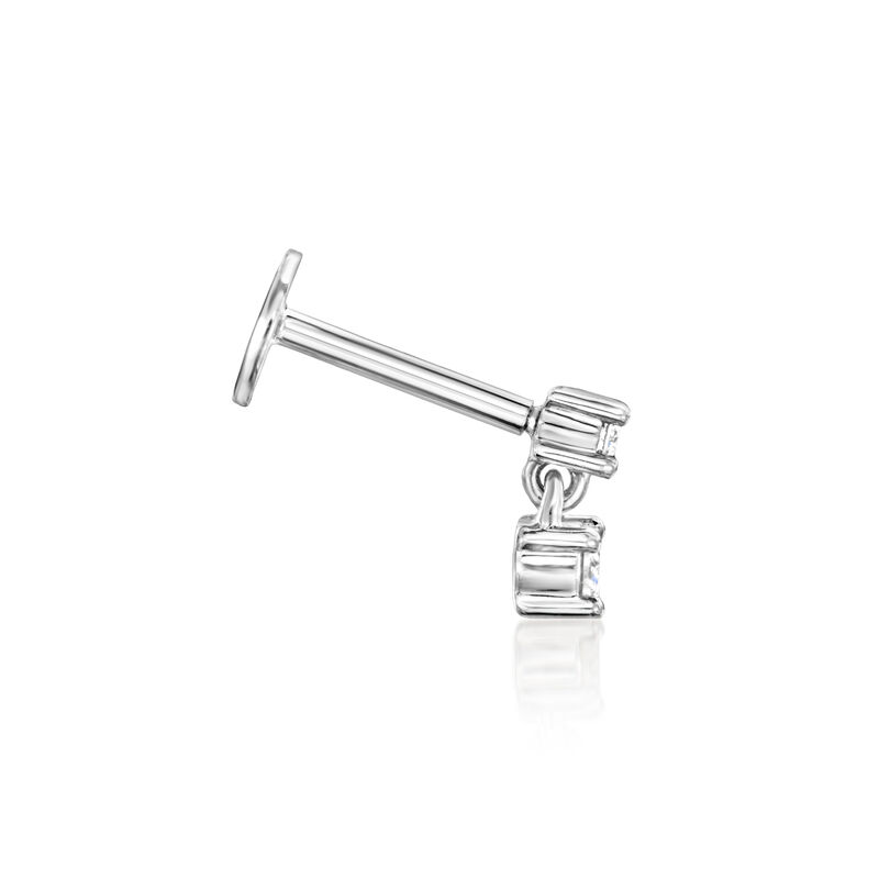 Diamond Two-Stone Flat-Back Stud Earrings in Sterling Silver image number 4