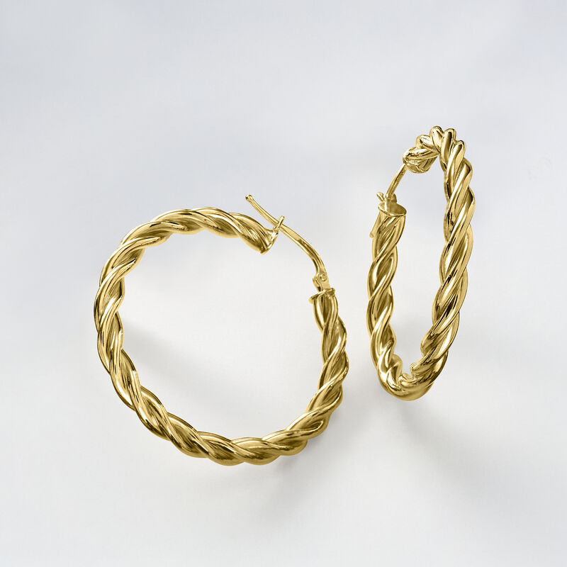 Italian 18kt Gold Over Sterling Twisted Hoop Earrings. 1 1/2" image number 3