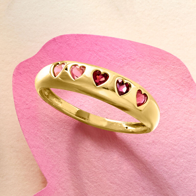 .50 ct. t.w. Multi-Gemstone Hearts Ring in 14kt Yellow Gold image number 3