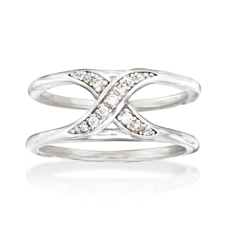 Multi-Stone Jewelry Set: Three Interchangeable Bands with .10 ct. t.w. White Zircon Ring Jacket in Sterling Silver image number 7