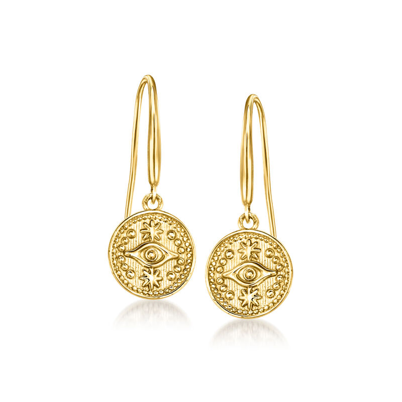 Italian 14kt Yellow Gold Evil Eye Drop Earrings  image number 0