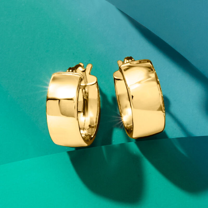 Italian 14kt Yellow Gold Huggie Hoop Earrings. 5/8&quot; image number 5