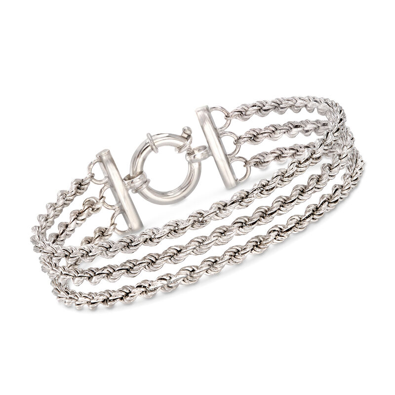 Italian Sterling Silver Three-Strand Rope Chain Bracelet. 7.75&quot; image number 0