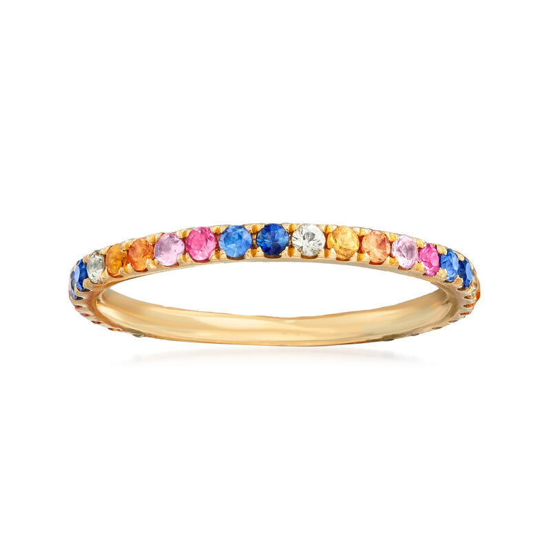 .60 ct. t.w. Multicolored Sapphire Ring in 14kt Yellow Gold image number 0