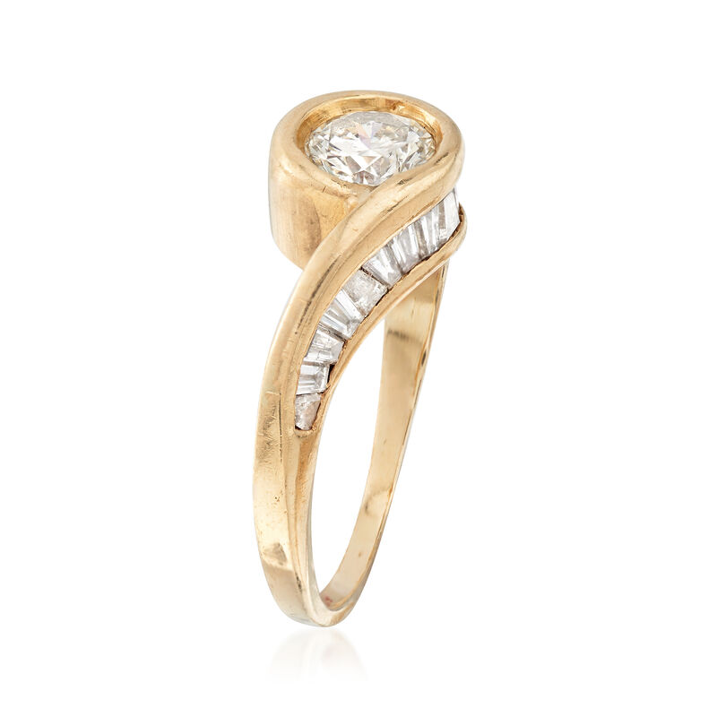 C. 1980 Vintage 1.45 ct. t.w. Diamond Bypass-Style Ring in 14kt Yellow Gold. Size 7.5 image number 2
