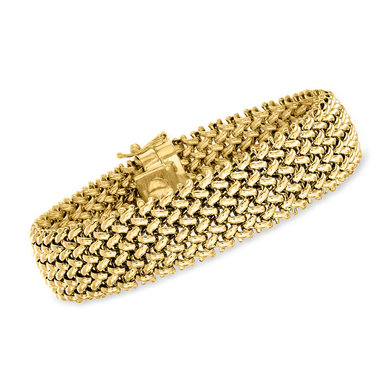 Italian 14kt Yellow Gold Riso-Link Bracelet. 7&quot; image number 0
